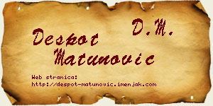 Despot Matunović vizit kartica